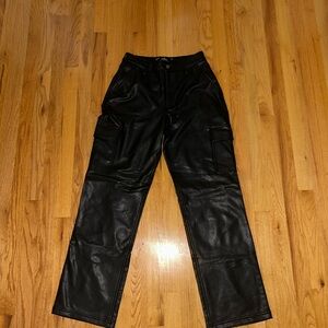 Hollister Women’s Black Straight Leg Leather Pants